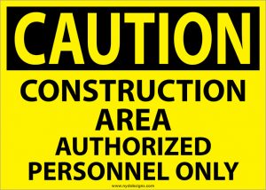 OSHA-style Danger Construction Area sign for jobsite safety and hazard awareness