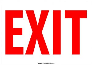 OSHA style - Exit sign (red on white) for jobsite safety and hazard awareness