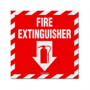 fire extinguisher location sign red white striped safety sign 10x10 coroplast