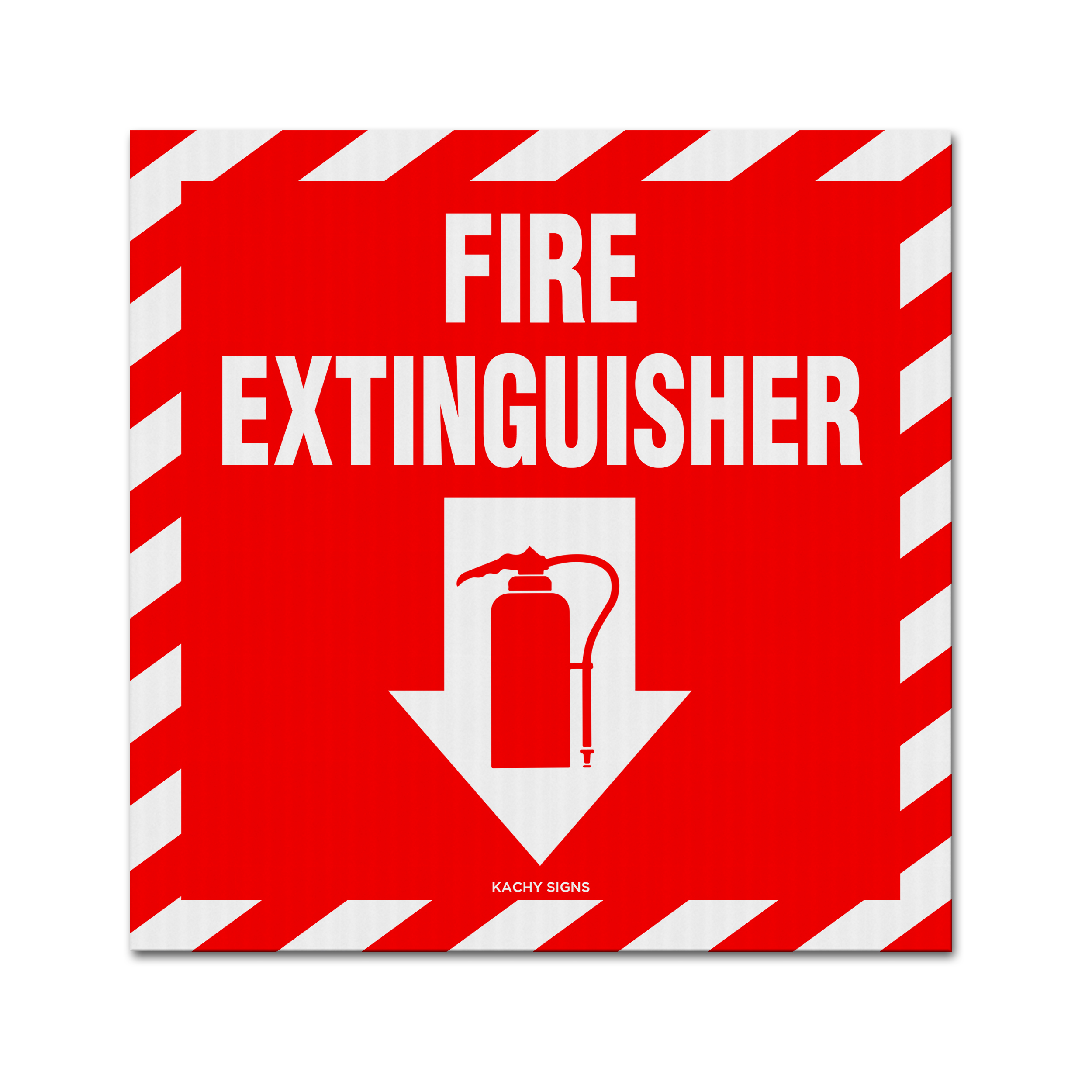 fire extinguisher location sign red white striped safety sign 10x10 coroplast