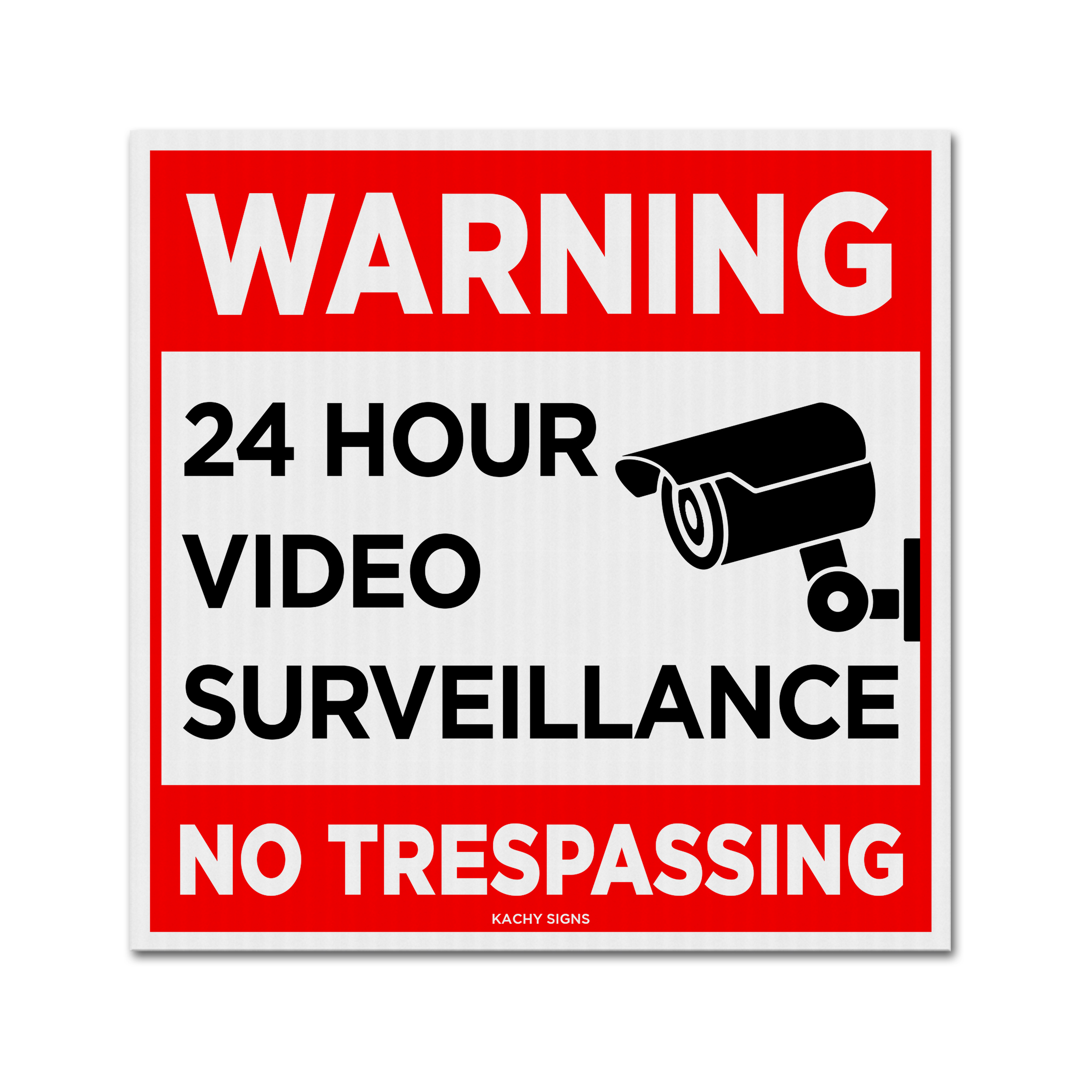 24 hour video surveillance no trespassing security camera warning sign 10x10 coroplast