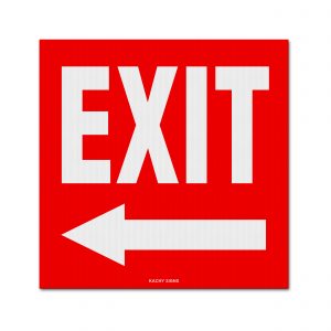 EXIT sign with left arrow red and white 10x10 coroplast emergency safety sign