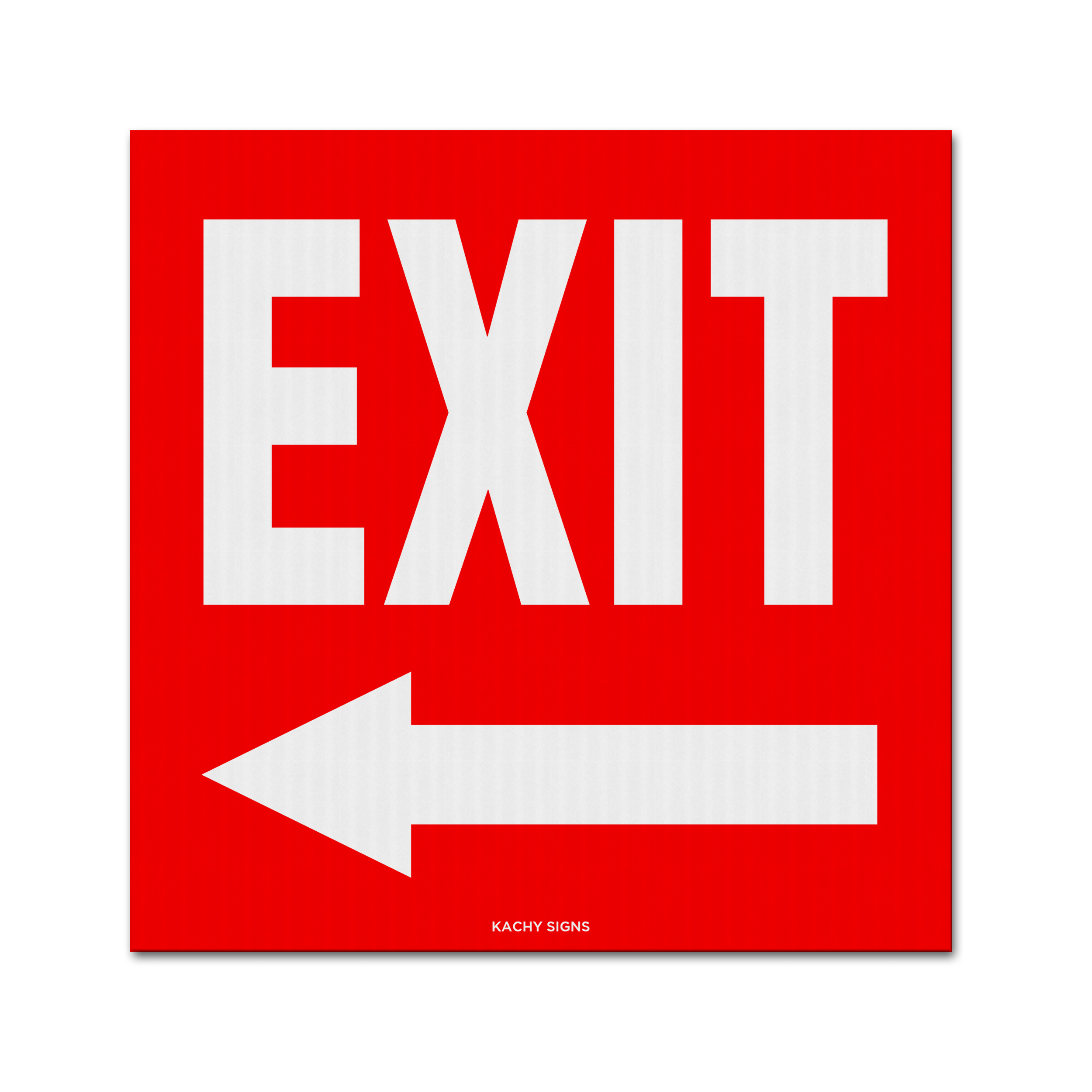 EXIT sign with left arrow red and white 10x10 coroplast emergency safety sign