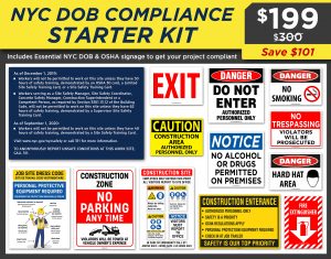 NYC DOB Compliance Starter Kit including OSHA and construction safety signs for small residential job sites